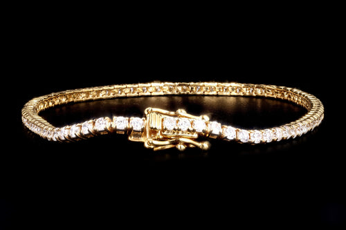 New 14K Yellow Gold 3.77 Carat Round Brilliant Cut Diamond Tennis Bracelet - Queen May