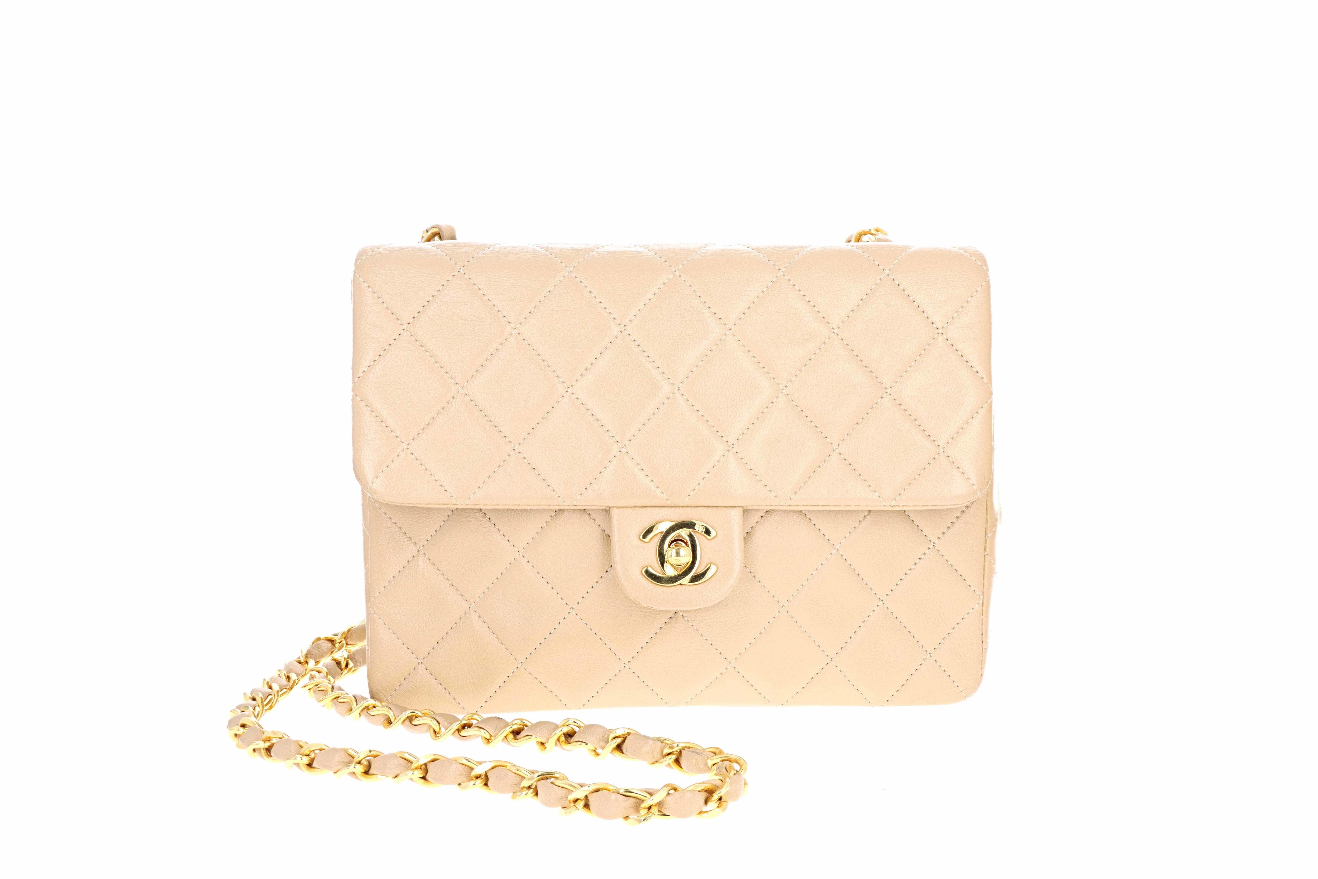 Chanel 2.55 Beige Caviar Mini Classic Flap Bag at Jill's Consignment