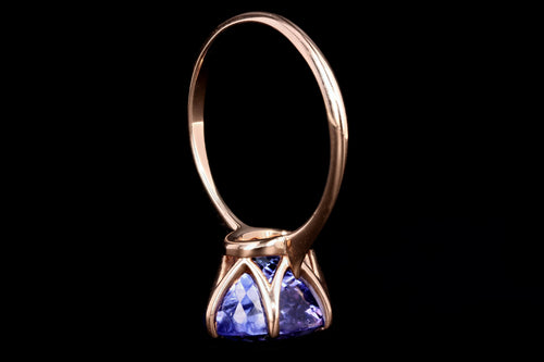 New Vintage Inspired 18K Rose Gold 5.05 Carat Oval Cut Tanzanite Ring - Queen May
