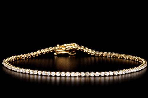 14K White or Yellow Gold 1 Carat Total Weight Round Brilliant Cut Diamond Tennis Bracelet - Queen May