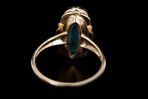 Vintage 10K Yellow Gold Turquoise Inlay Ring - Queen May