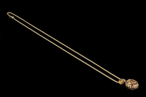 Retro 14K Yellow Gold .85 Carat Natural Sapphire & Diamond Pendant Necklace - Queen May