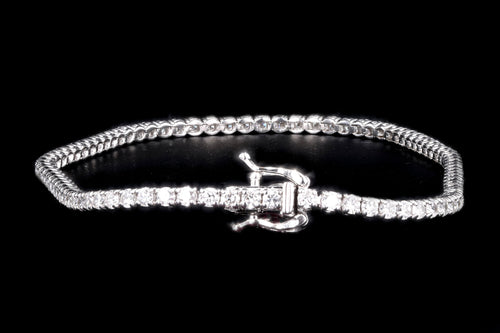 New 14K White Gold 2.37 Carat Round Brilliant Cut Diamond Tennis Bracelet - Queen May