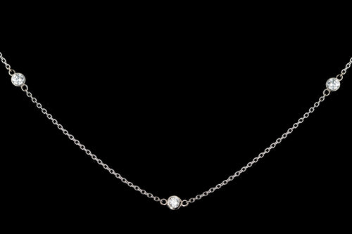 New 14K Gold 1 Carat Round Brilliant Diamond By The Yard Necklace - Queen May