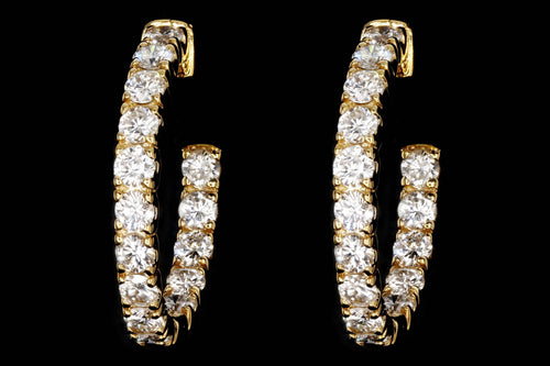 New 14K Yellow Gold 3.64 Carat Round Brilliant Diamond Hoop Earrings - Queen May