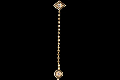 New 14k Yellow Gold & Diamond Bead Lariat Necklace - Queen May