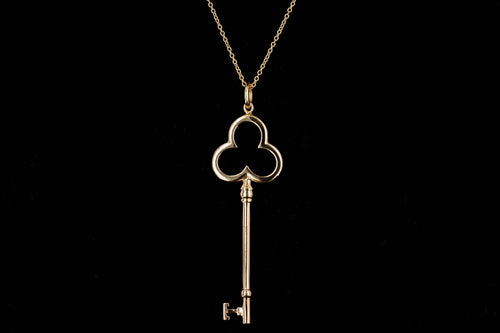 Modern Tiffany & Co 18K Yellow Gold Key Pendant Necklace - Queen May