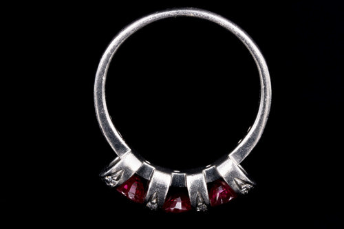 Modern Platinum Three Stone Ruby & Diamond Ring - Queen May