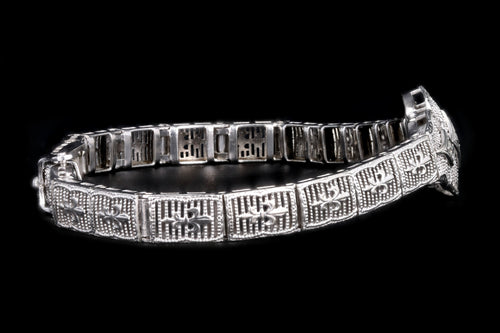 Art Deco 10K White Gold Old European Cut Diamond Bracelet - Queen May