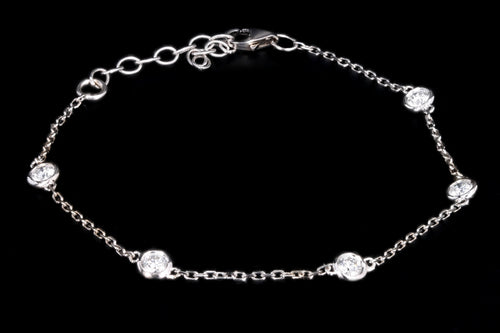 New 14K White Gold .48 Carat Diamond By The Yard Bracelet - Queen May