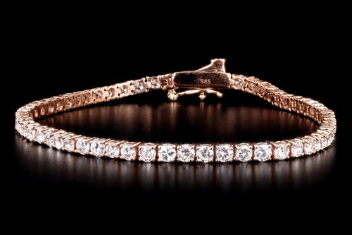 New 14K Rose Gold 4.57 Carat Round Brilliant Cut Diamond Tennis Bracelet - Queen May