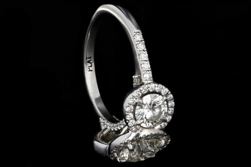 New Platinum 3 Stone 3.02 Carat Round Brilliant Cut Diamond Engagement Ring - Queen May