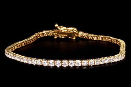 14K Yellow Gold 5.93 Carat Round Brilliant Cut Diamond Tennis Bracelet - Queen May