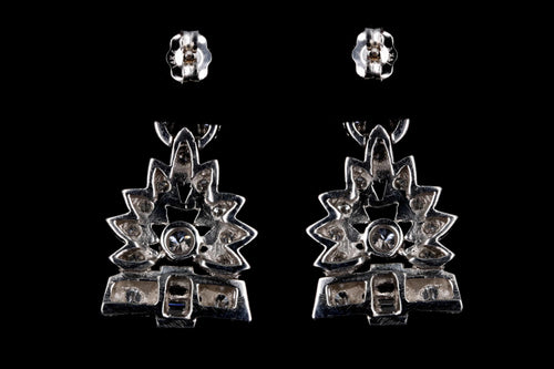 Retro Platinum 1 CTW Round Brilliant, Single Cut, and Baguette Cut Diamond Watch Conversion Dangle Earrings - Queen May
