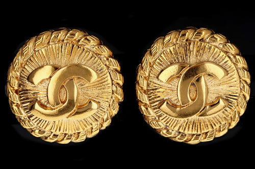 Vintage Chanel Small Coin Clip On Gold Plated Earrings - Queen May