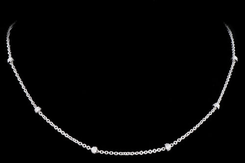 Modern 14K White Gold .10 Carat Single Cut Diamond Station Necklace - Queen May