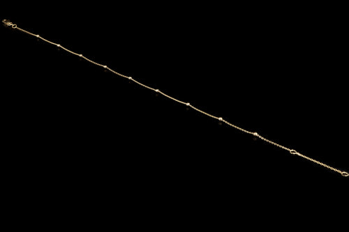 14K Yellow Gold Bead Station Anklet - Queen May