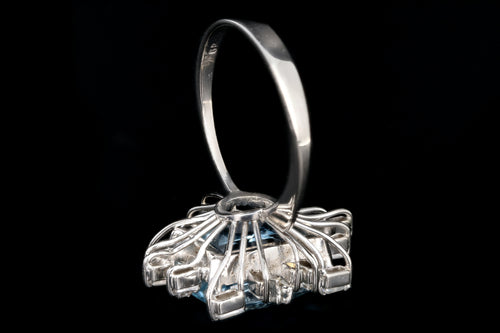 Retro 18K White Gold 6.5 Carat Aquamarine and Diamond Ring - Queen May
