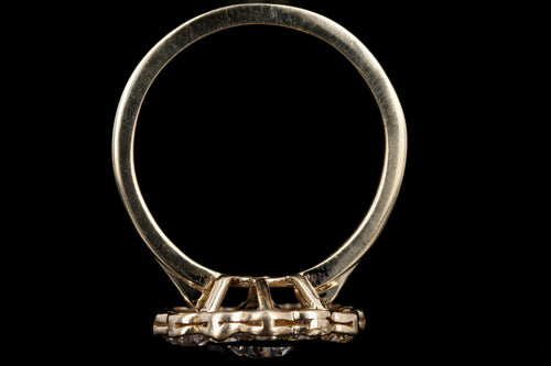 Edwardian Conversion 14K Yellow Gold 1.11 Carat Old European Cut Diamond Halo Ring GIA Certified - Queen May