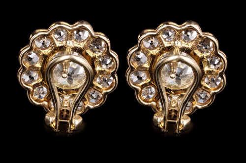Edwardian 14K Yellow Gold 4.11 Carat Total Weight Old European Cut Diamond Stud Earrings - Queen May