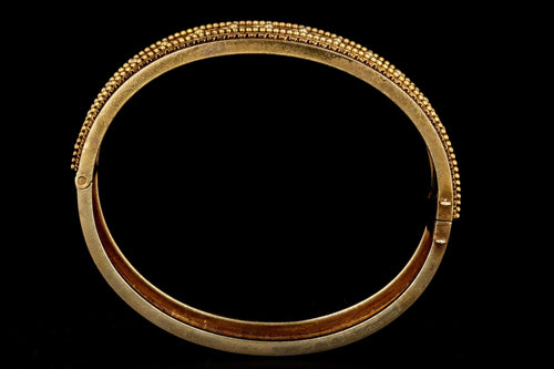 Victorian Etruscan Revival Yellow Gold Bangle c.1880's - Queen May