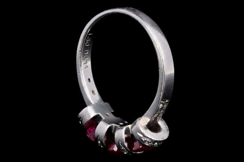 Modern Platinum Three Stone Ruby & Diamond Ring - Queen May