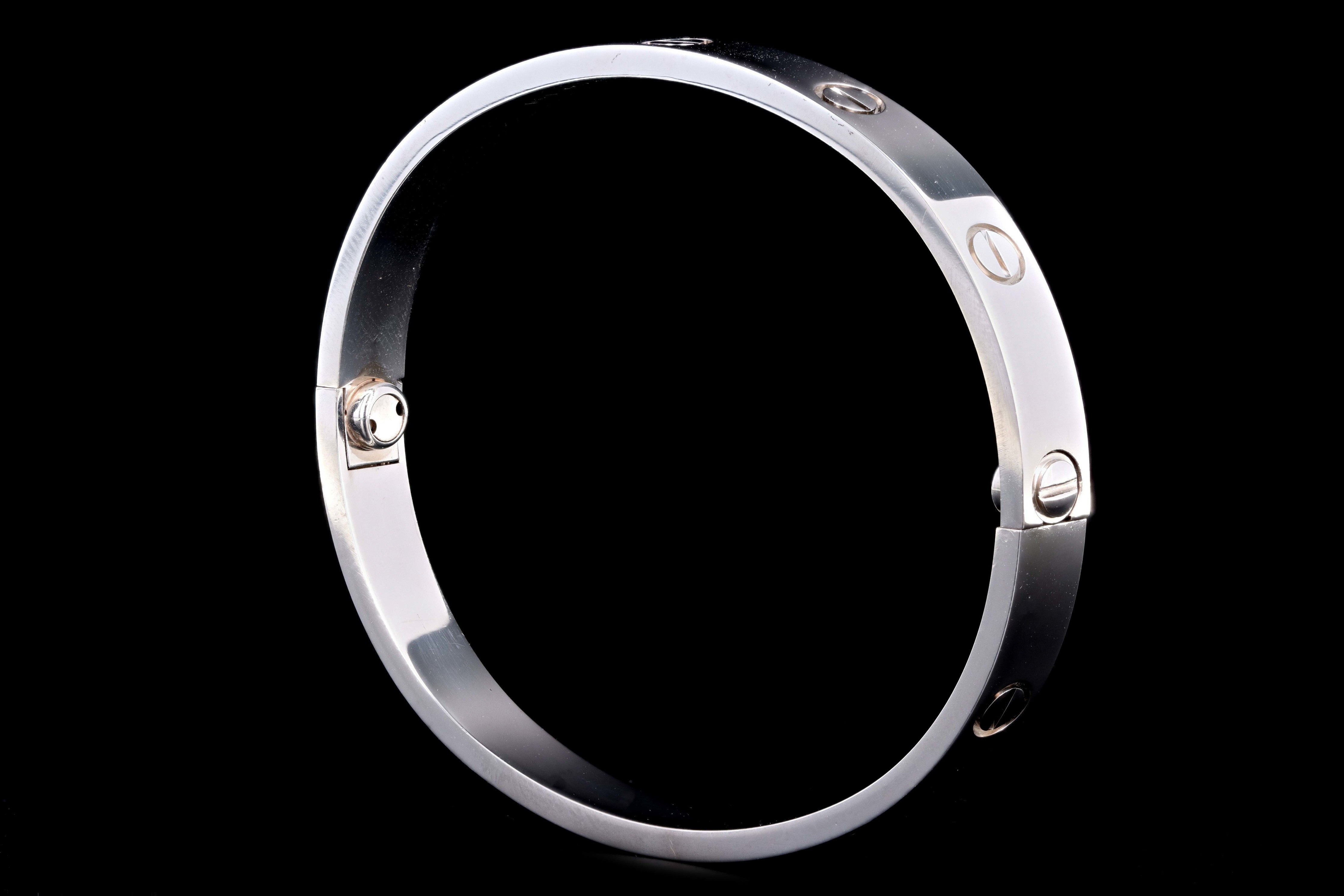 Modern Cartier 18K White Gold Love Bracelet Size 17