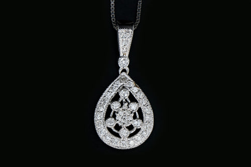 Modern 14K White Gold .50 Carat Diamond Weight Total Pendant Necklace - Queen May