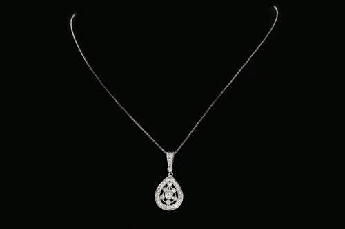 Modern 14K White Gold .50 Carat Diamond Weight Total Pendant Necklace - Queen May