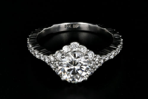 New 18K White Gold 1.22 Carat Diamond Halo Ring GIA Certified - Queen May