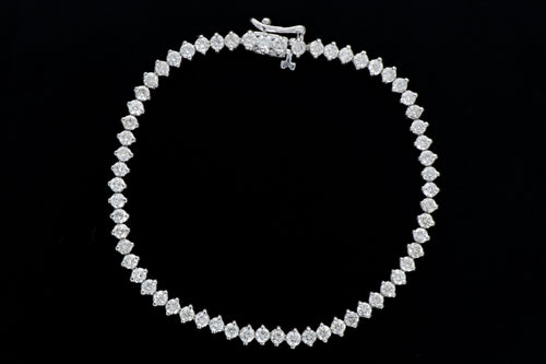 Modern 14K White Gold 3.75 Carat Diamond Weight Total Tennis Bracelet - Queen May