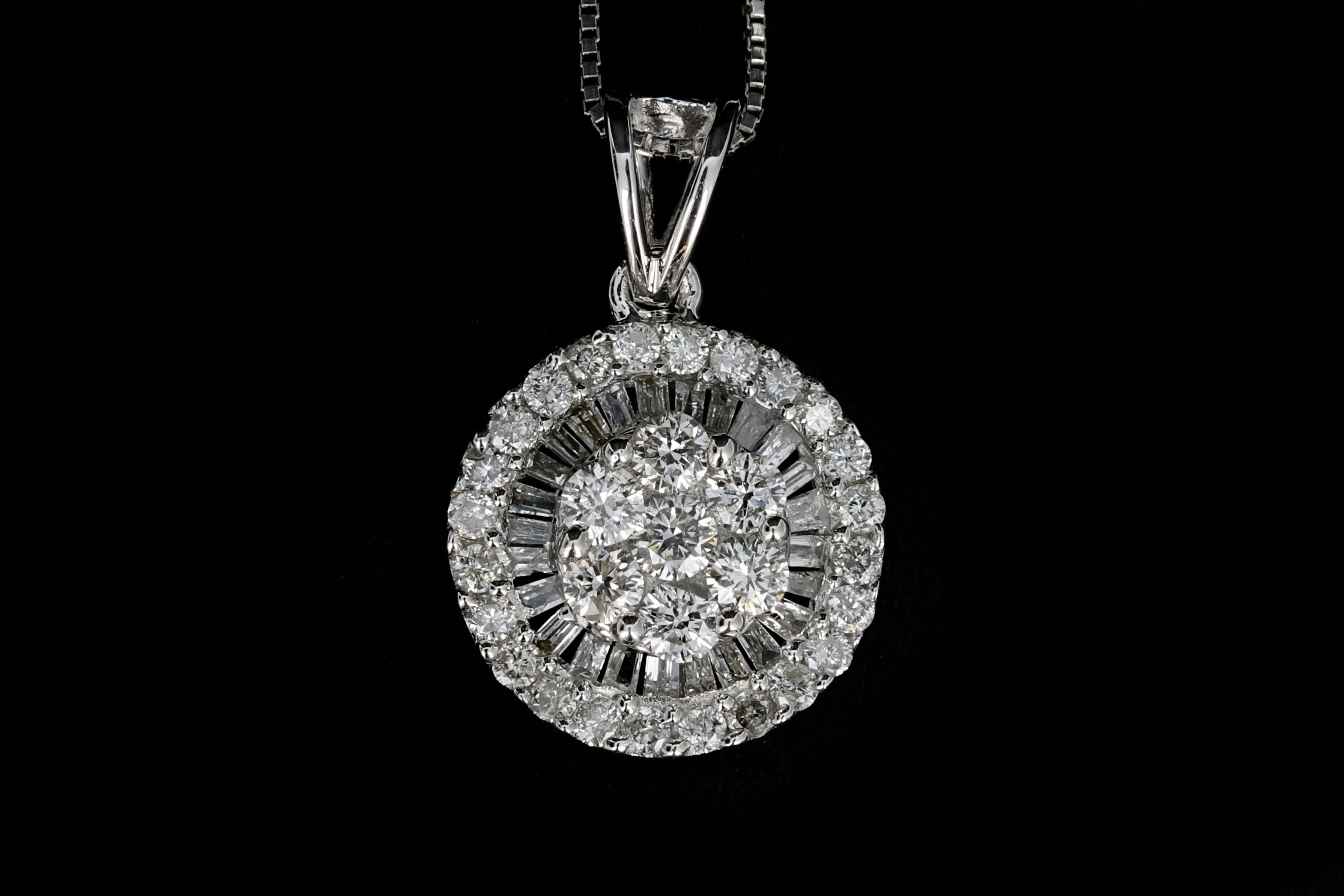 Modern 18K White Gold .5 Carat Diamond Weight Total Pendant Necklace ...