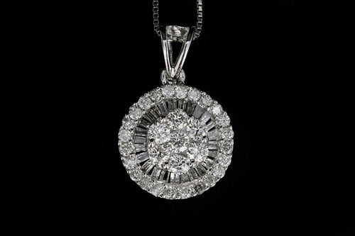 Modern 18K White Gold .5 Carat Diamond Weight Total Pendant Necklace - Queen May