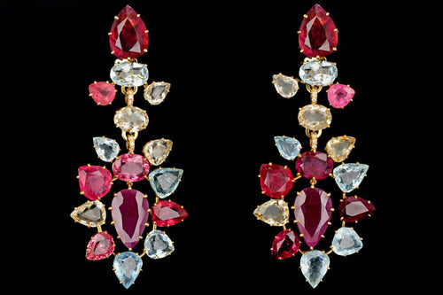 Modern H. Stern & Diane Von Furstenberg 18K Yellow Gold Multi-Stone and Diamond Harmony Chandelier Earrings - Queen May