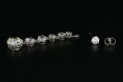 Edwardian Platinum 7.86 Carat Diamond Weight Total Earring Jackets - Queen May