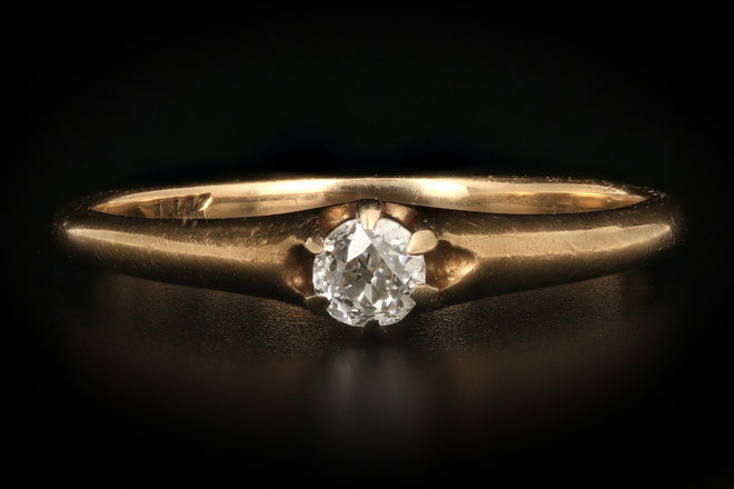Victorian 14K Yellow Gold .08 Carat Old European Cut Diamond Engagement Ring - Queen May