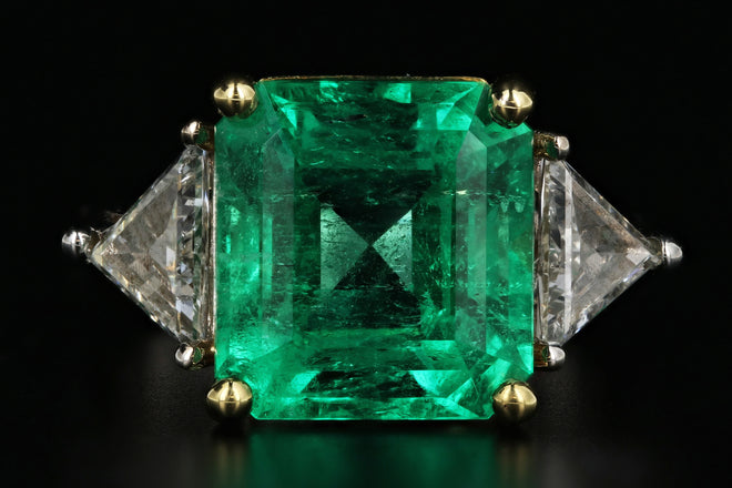 AGL Certified 5.94 Carat Colombian Emerald and Diamond Ring - Queen May