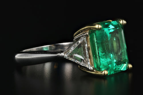 AGL Certified 5.94 Carat Colombian Emerald and Diamond Ring - Queen May
