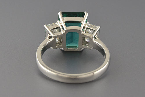 Platinum Step Cut 3.72 Carat Emerald & Diamond Ring - Queen May