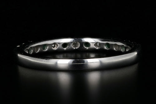 Modern 14K White Gold Diamond and Emerald Half Eternity Band - Queen May