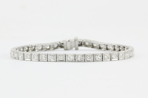 Art Deco Engraved Platinum 2 CTW Diamond Tennis Bracelet - Queen May