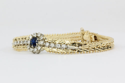 14K Yellow & White Gold Natural Sapphire and Diamond Bracelet - Queen May