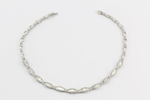 14K White Gold 10 CTW Baguette And Round Cut Diamond Necklace - Queen May