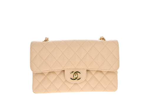 Chanel Rare Vintage Beige Caviar Double Flap Bag Small - Queen May