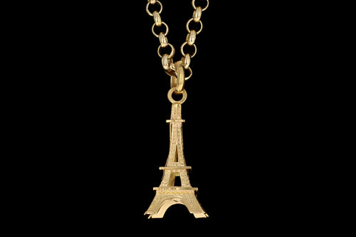 18K Yellow Gold Eiffel Tower Pendant Necklace - Queen May