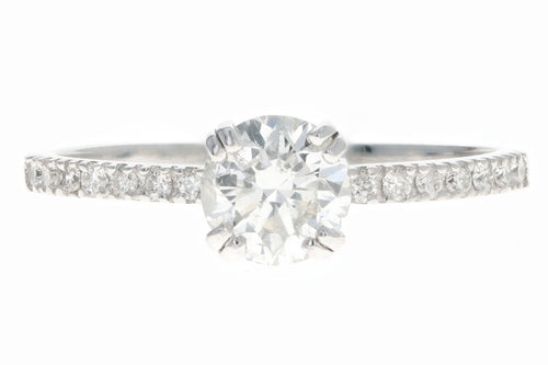 14K White Gold .79 Carat Round Brilliant Diamond Engagement Ring - Queen May