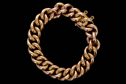 French Victorian 18K Rose Gold Curb Link Bracelet - Queen May