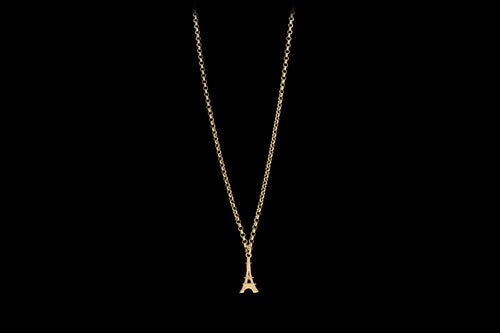 18K Yellow Gold Eiffel Tower Pendant Necklace - Queen May