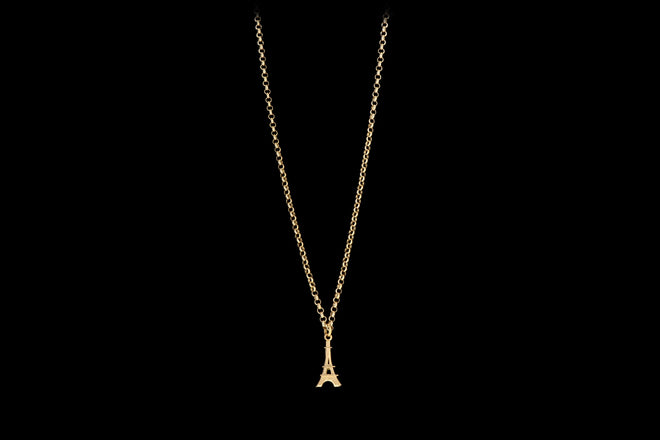 18K Yellow Gold Eiffel Tower Pendant Necklace - Queen May