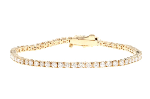 New 14K Yellow Gold 3.01 Carat Round Brilliant Cut Diamond Tennis Bracelet - Queen May